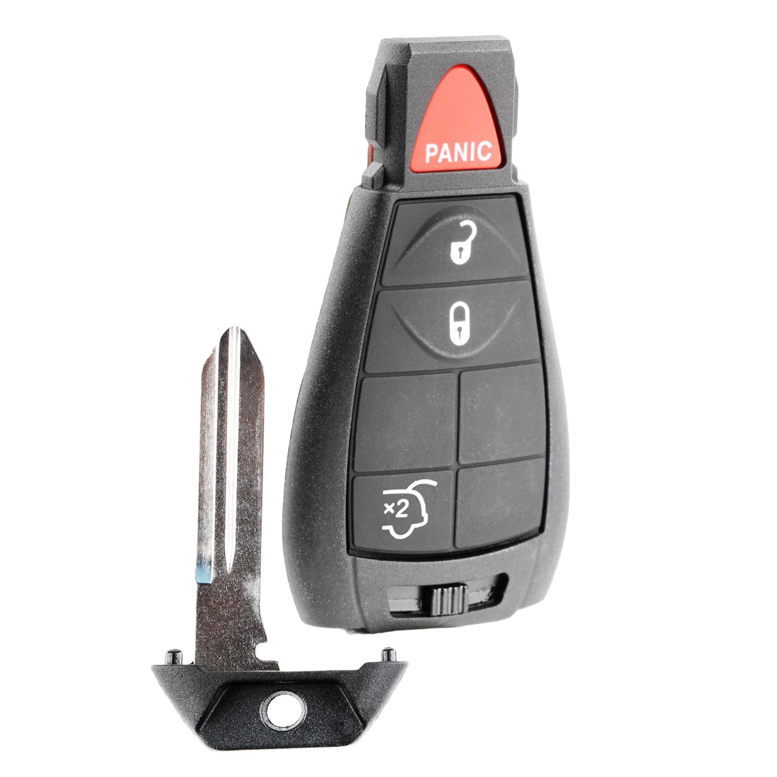 KeylessOption replacement fob and uncut key for Jeep (68066848AF) 4-button fob w/ tailgate release